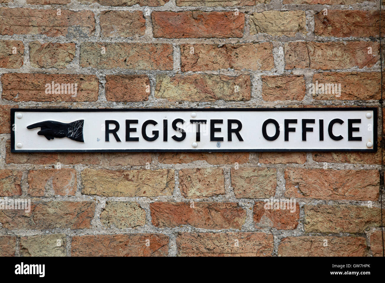 Register Office Panneau ; Angleterre ; UK Banque D'Images