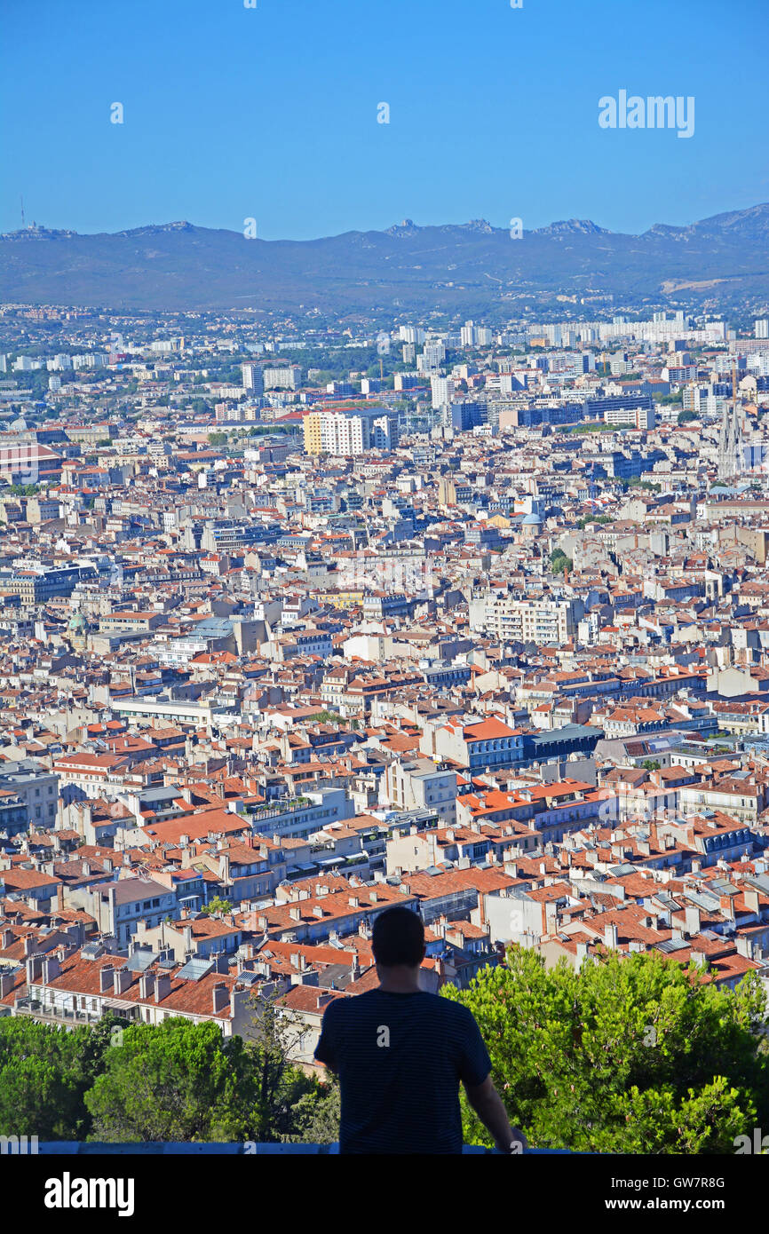 Vue aérienne sur le centre-ville de Marseille Banque D'Images