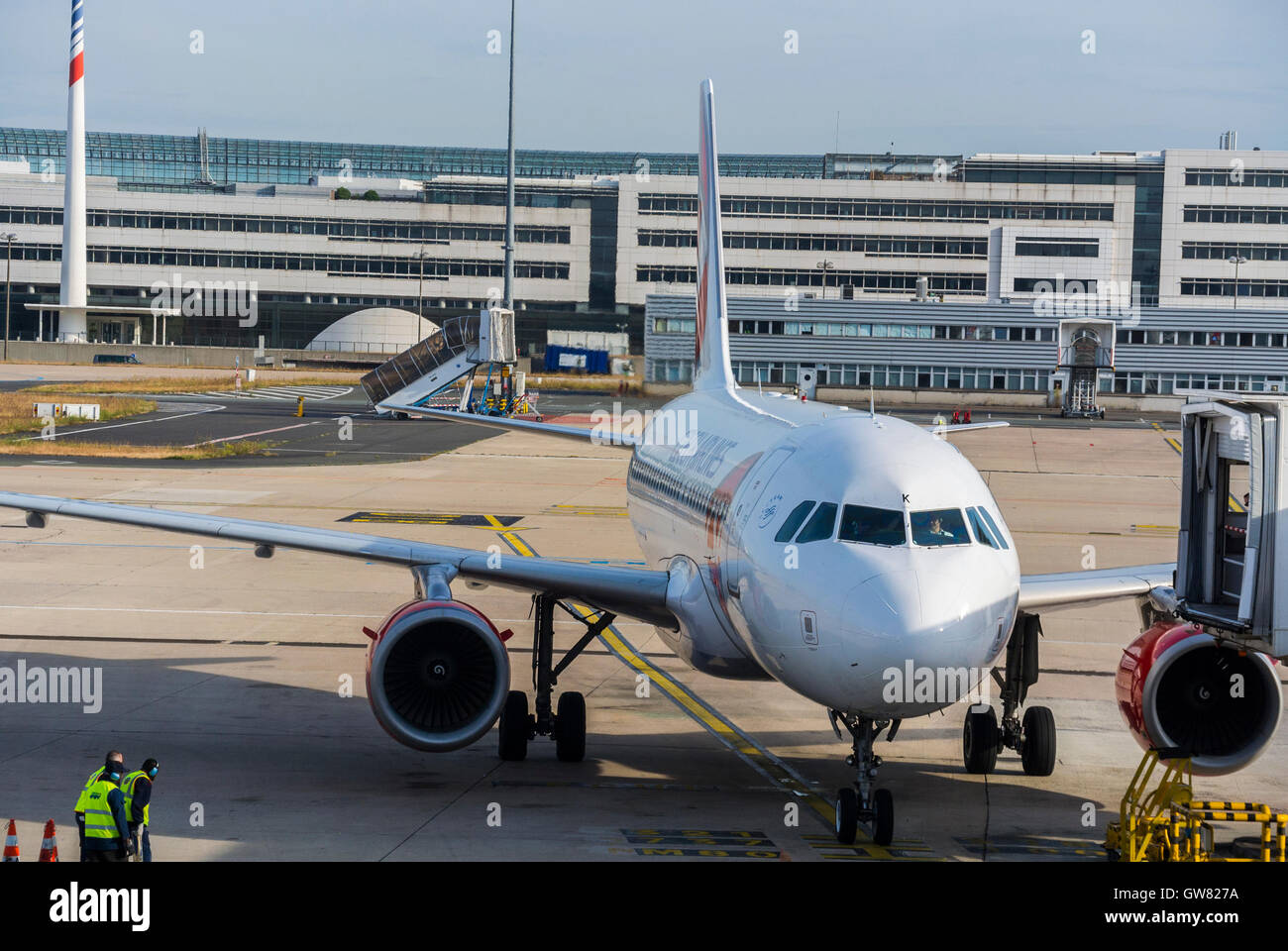 Paris, France, Jet, Czech Airlines avion sur piste à l'aéroport Roissy, Charles de Gaulle, avion Banque D'Images