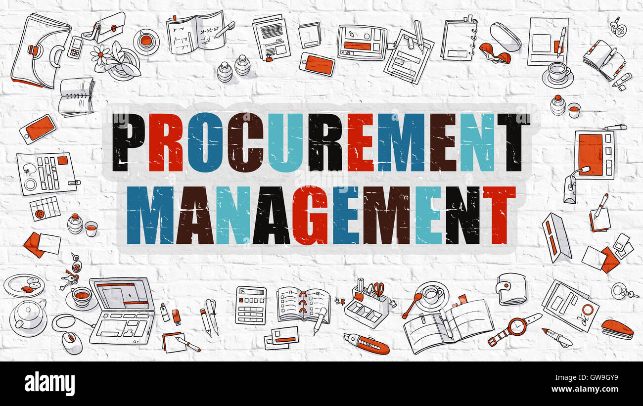 Concept de gestion des achats. Multicolor sur White Brickwall. Banque D'Images