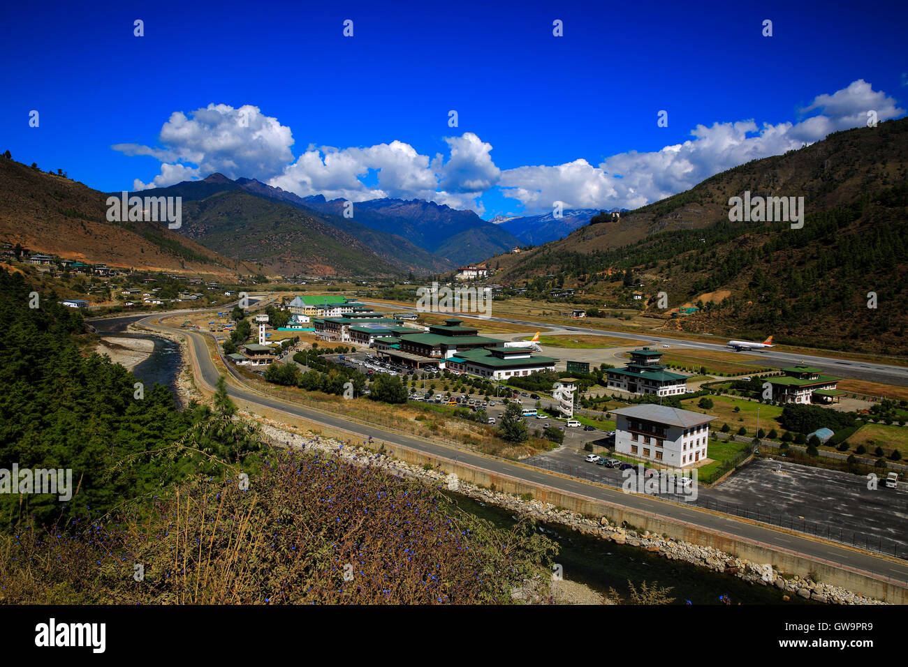 L'Aéroport International de Paro, Bhoutan Banque D'Images