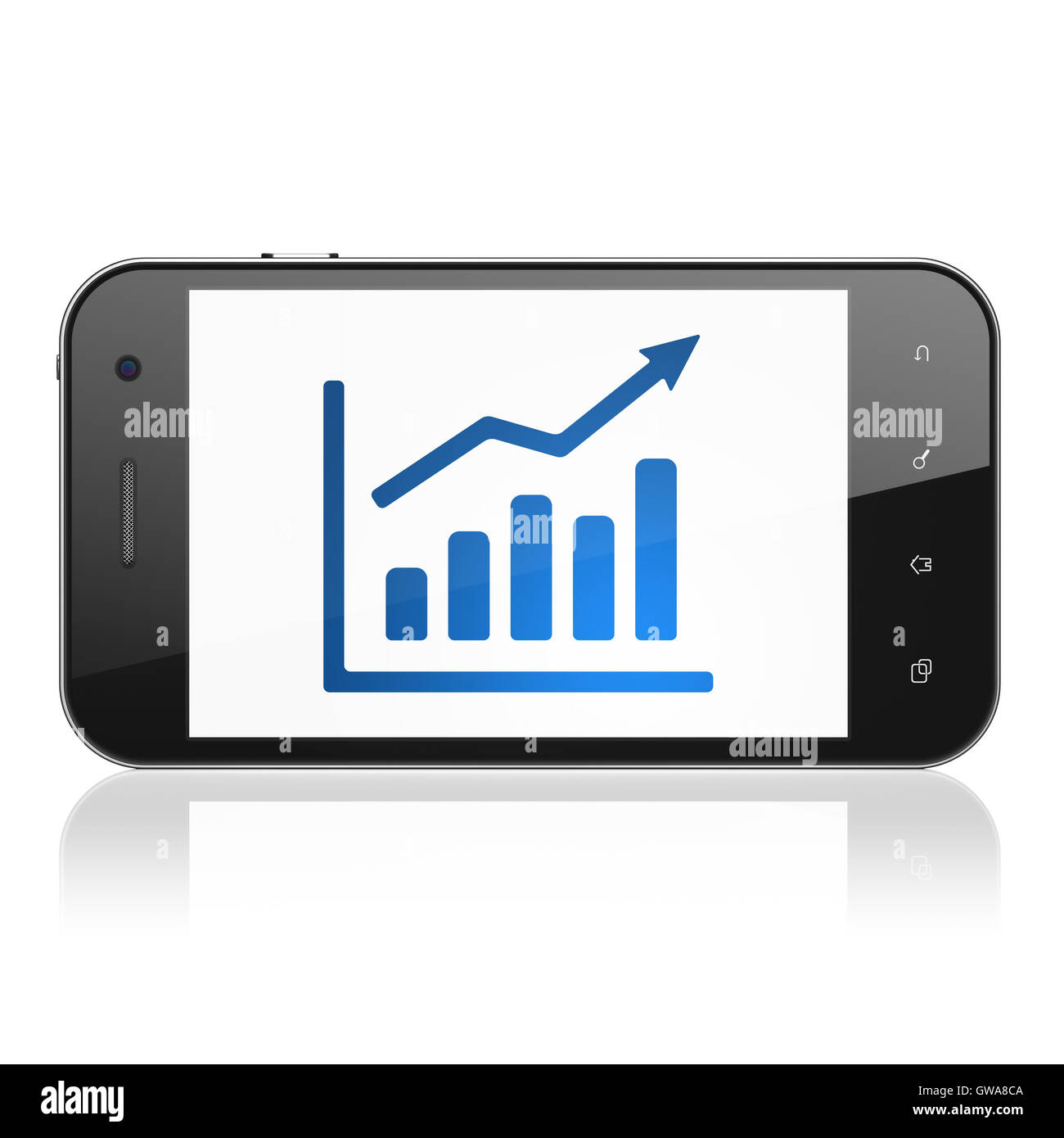 News concept : Graphique de croissance sur smartphone Banque D'Images