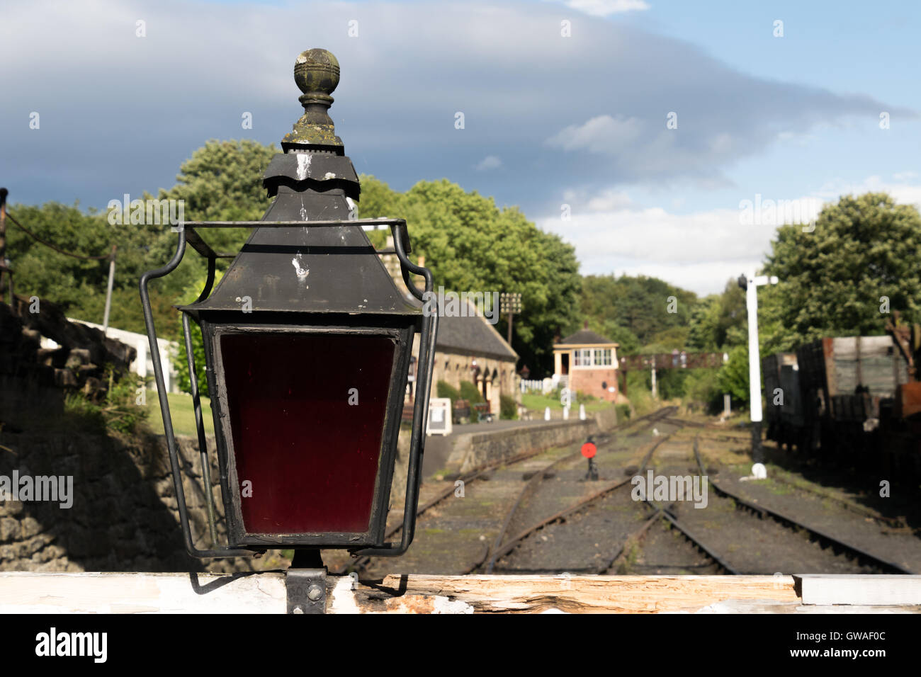 Témoin d'arrêt ferroviaire à Beamish museum Banque D'Images