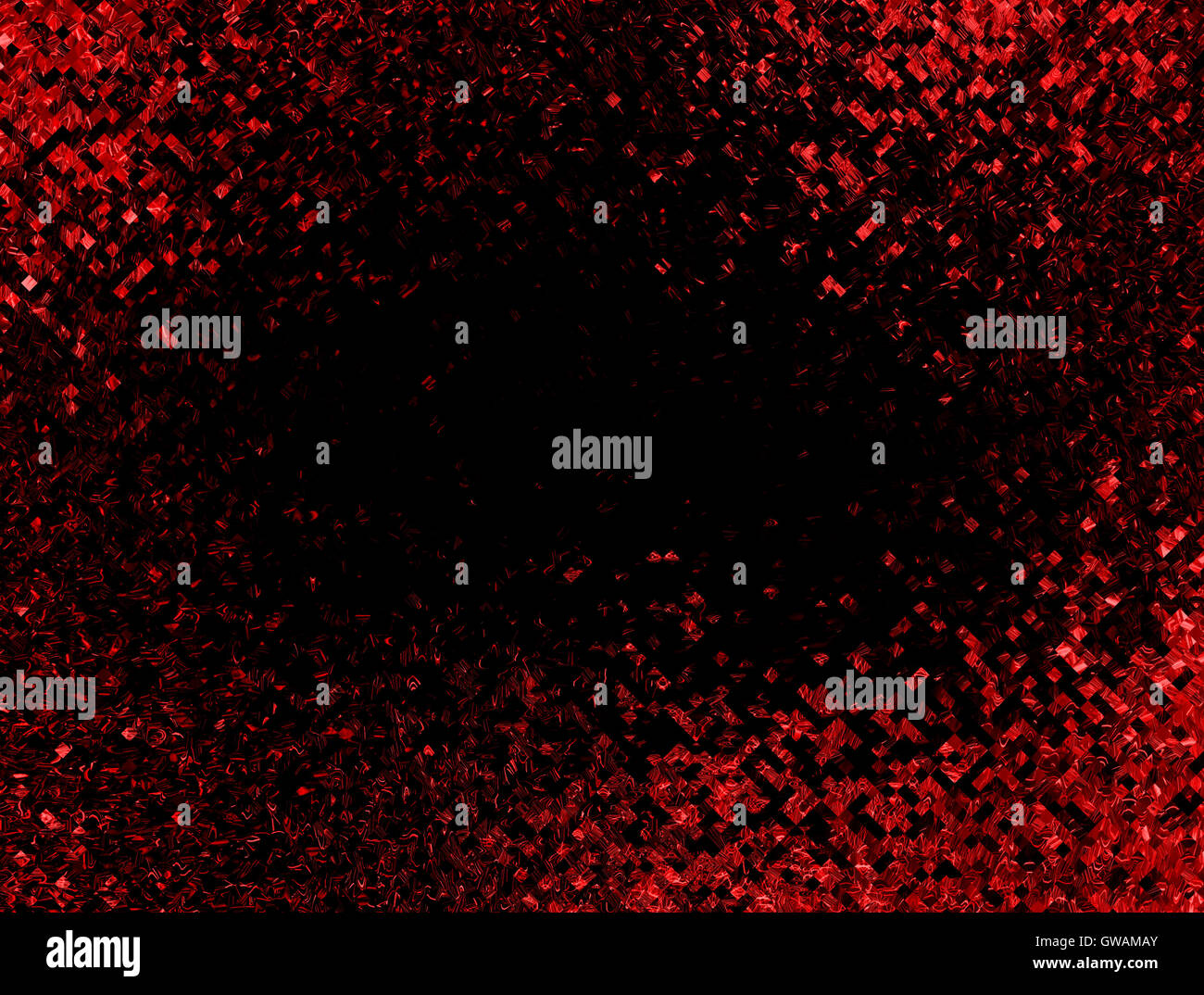 Une mosaïque abstraite border / châssis avec un motif de petits carrés rouges sur fond noir. Peut être utilisée comme papier peint. Banque D'Images