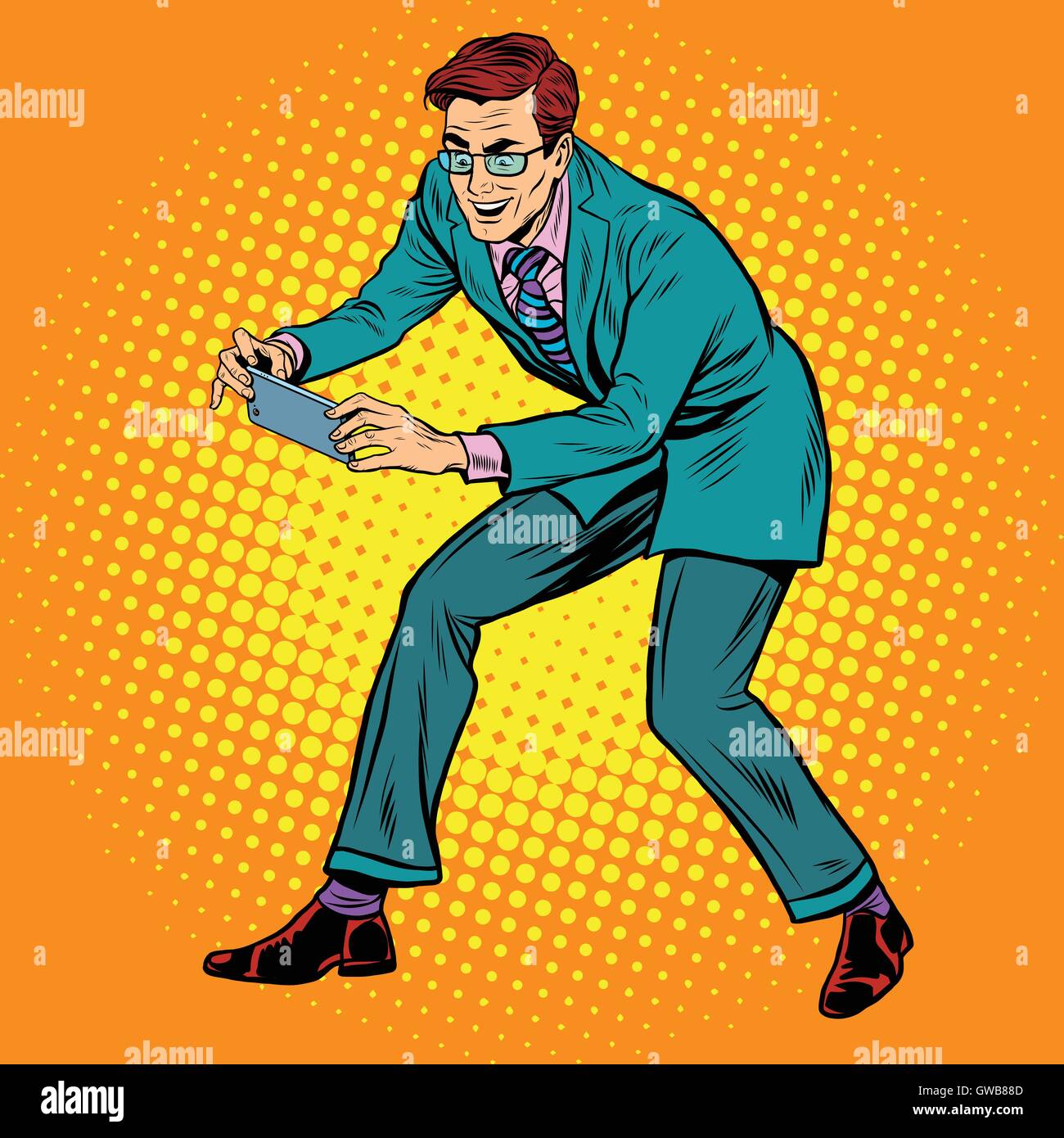 L'homme photographié sur un smartphone Illustration de Vecteur