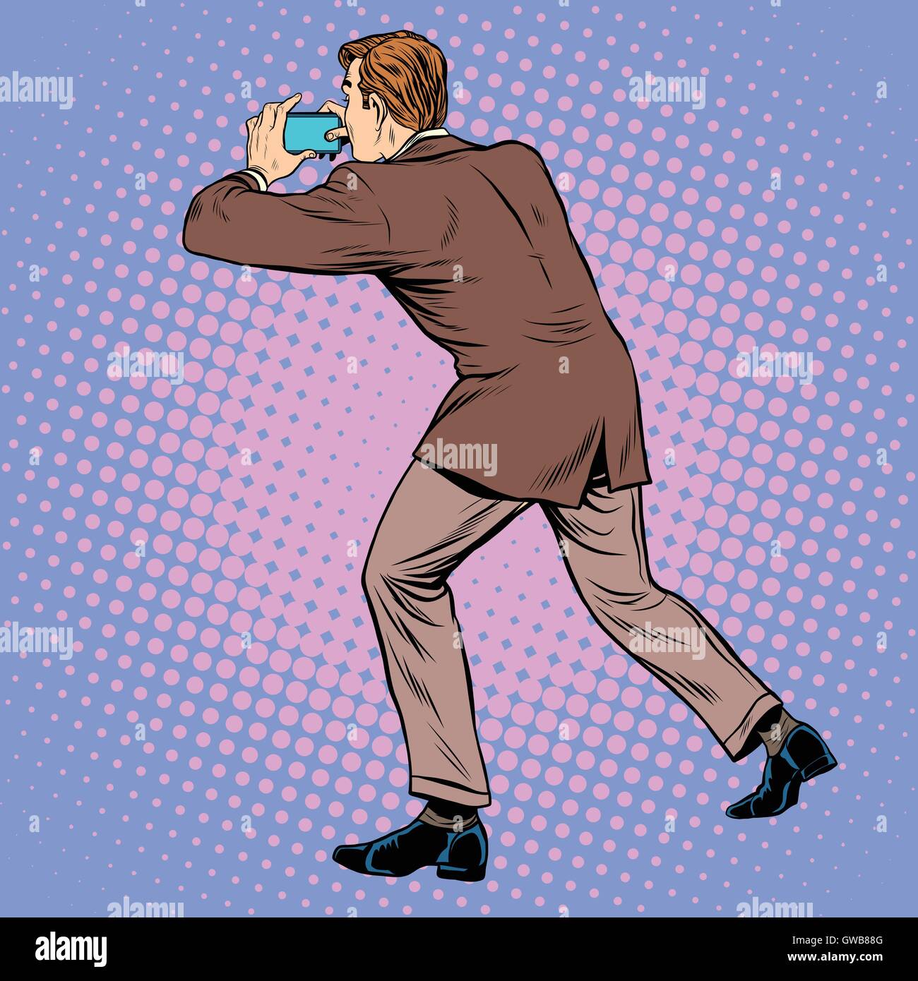 L'homme photographié sur un smartphone Illustration de Vecteur