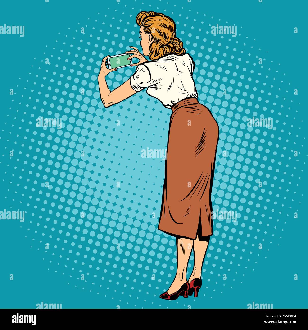 Retour femme photographiée sur un smartphone Illustration de Vecteur
