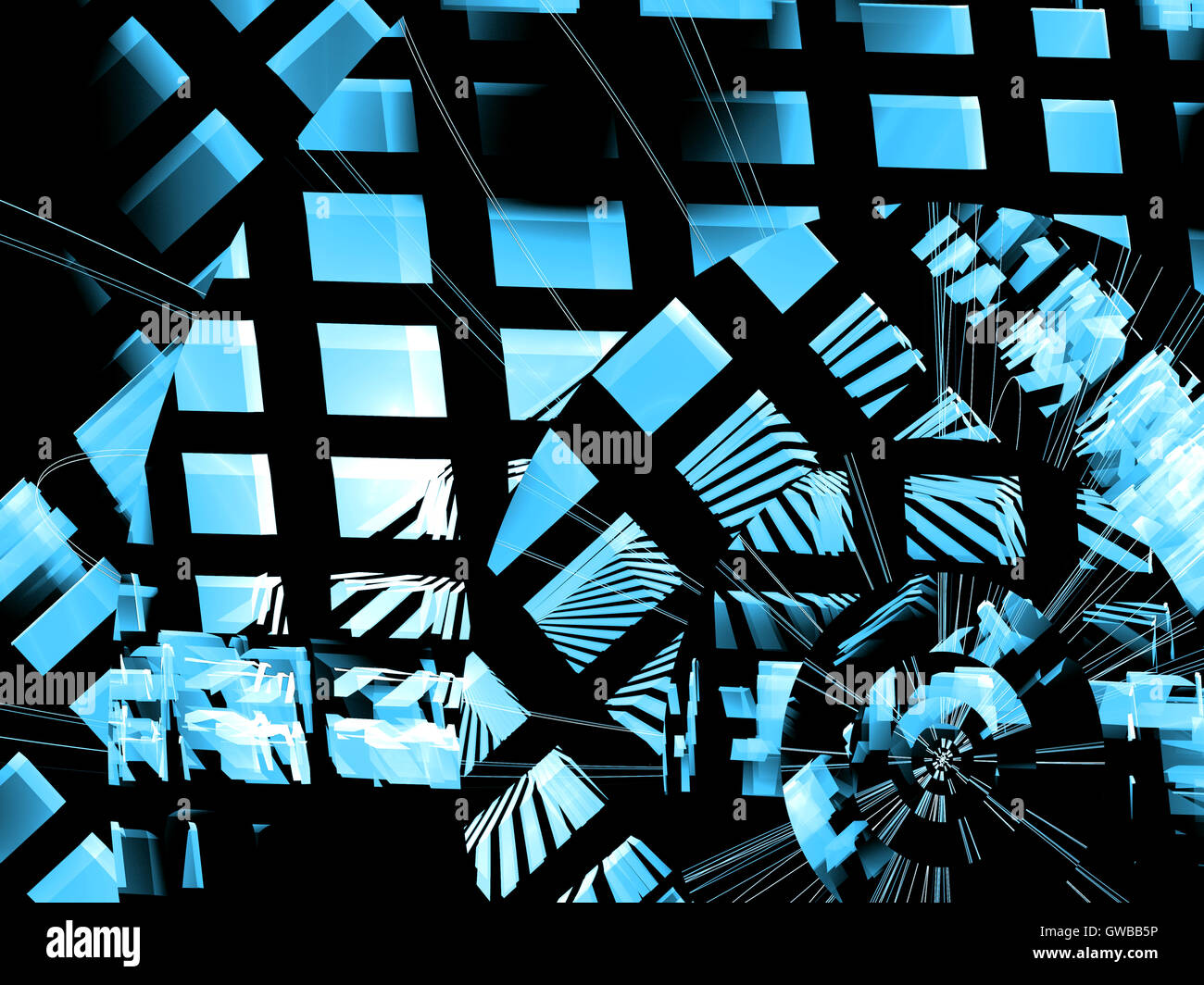 Résumé futuriste créé par ordinateur à damier bleu et blanc Banque D'Images