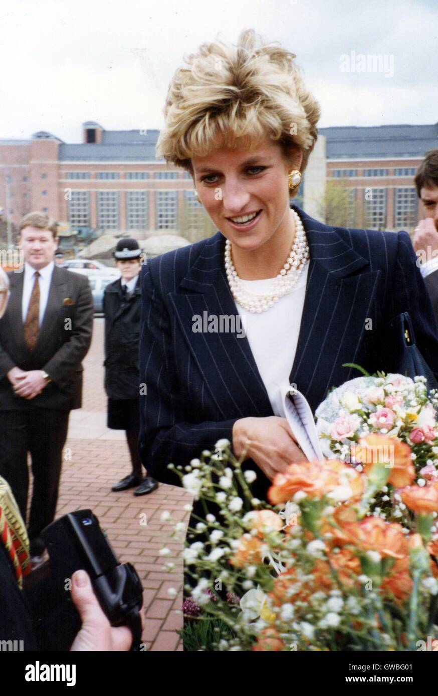 Visites de la princesse Diana West Yorkshire Playhouse Theatre, Londres Avril 1993 Banque D'Images