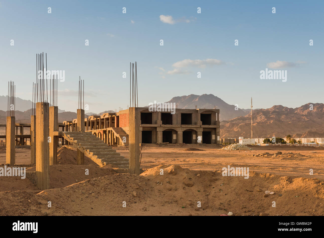Bâtiment inachevé Resort, abandonnés en Egypte, Dahab Banque D'Images