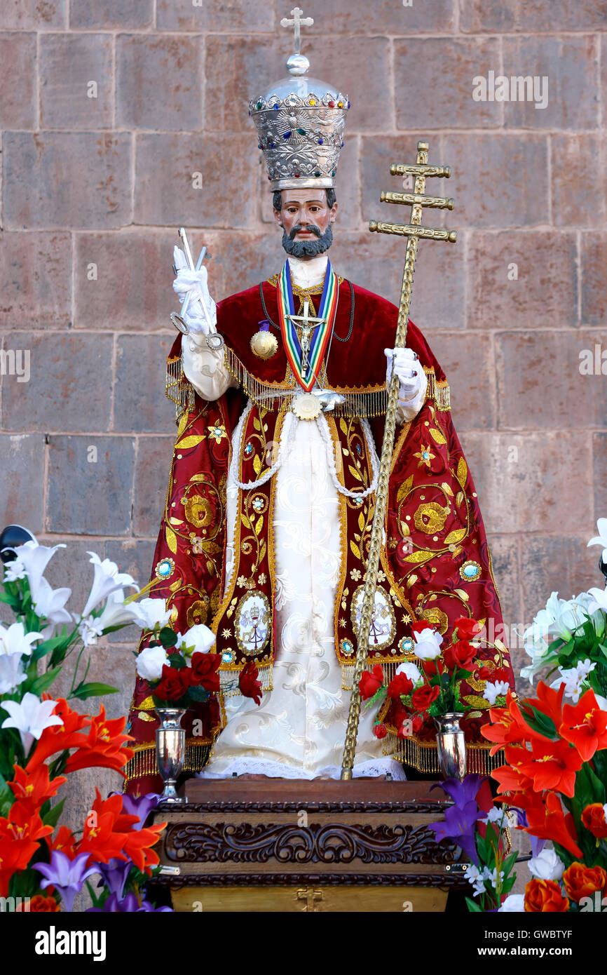 San Pedro (St. Peter) flotteur, célébration du Corpus Christi, Cusco, Pérou Banque D'Images