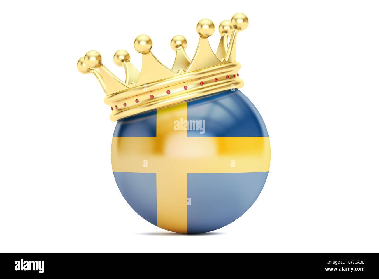 Couronne avec pavillon de Royaume de Suède , le rendu 3D Banque D'Images