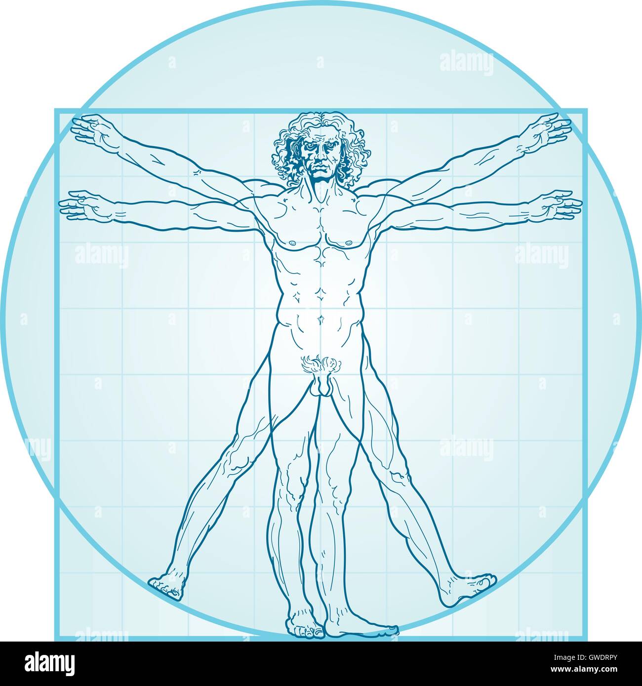 L'homme de Vitruve (version Aqua-Air) Illustration de Vecteur