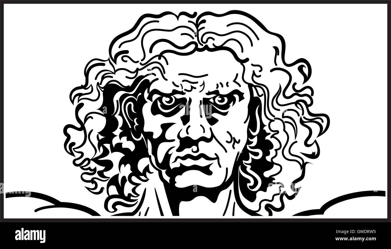 Tête de l'homme de Vitruve (Fragment) Illustration de Vecteur