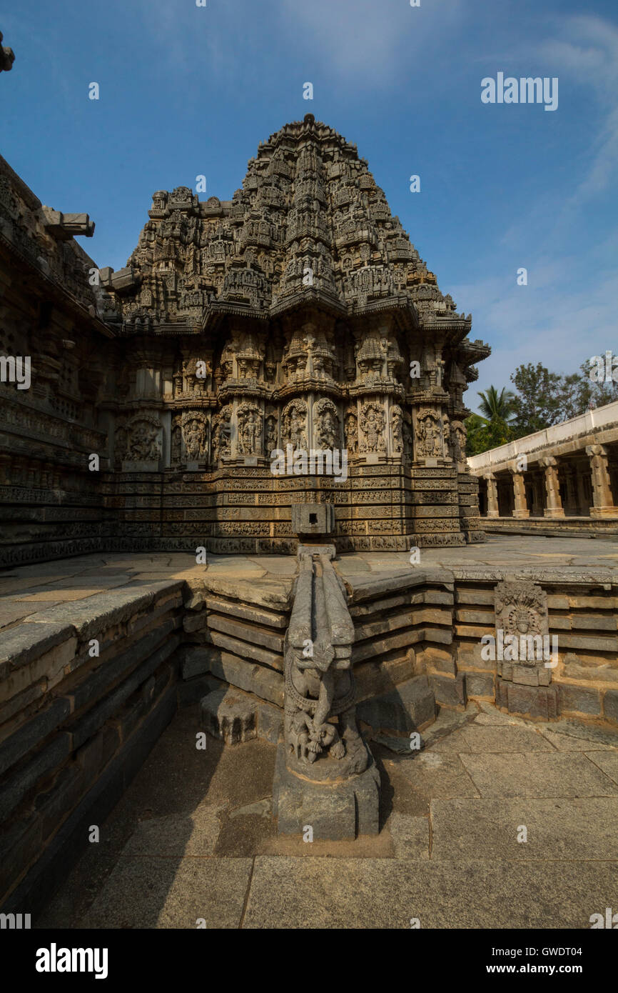 Close up of vesara viendrait du style de culte au temple Chennakesava, Somanathapura, Karnataka, Inde, Asie Banque D'Images