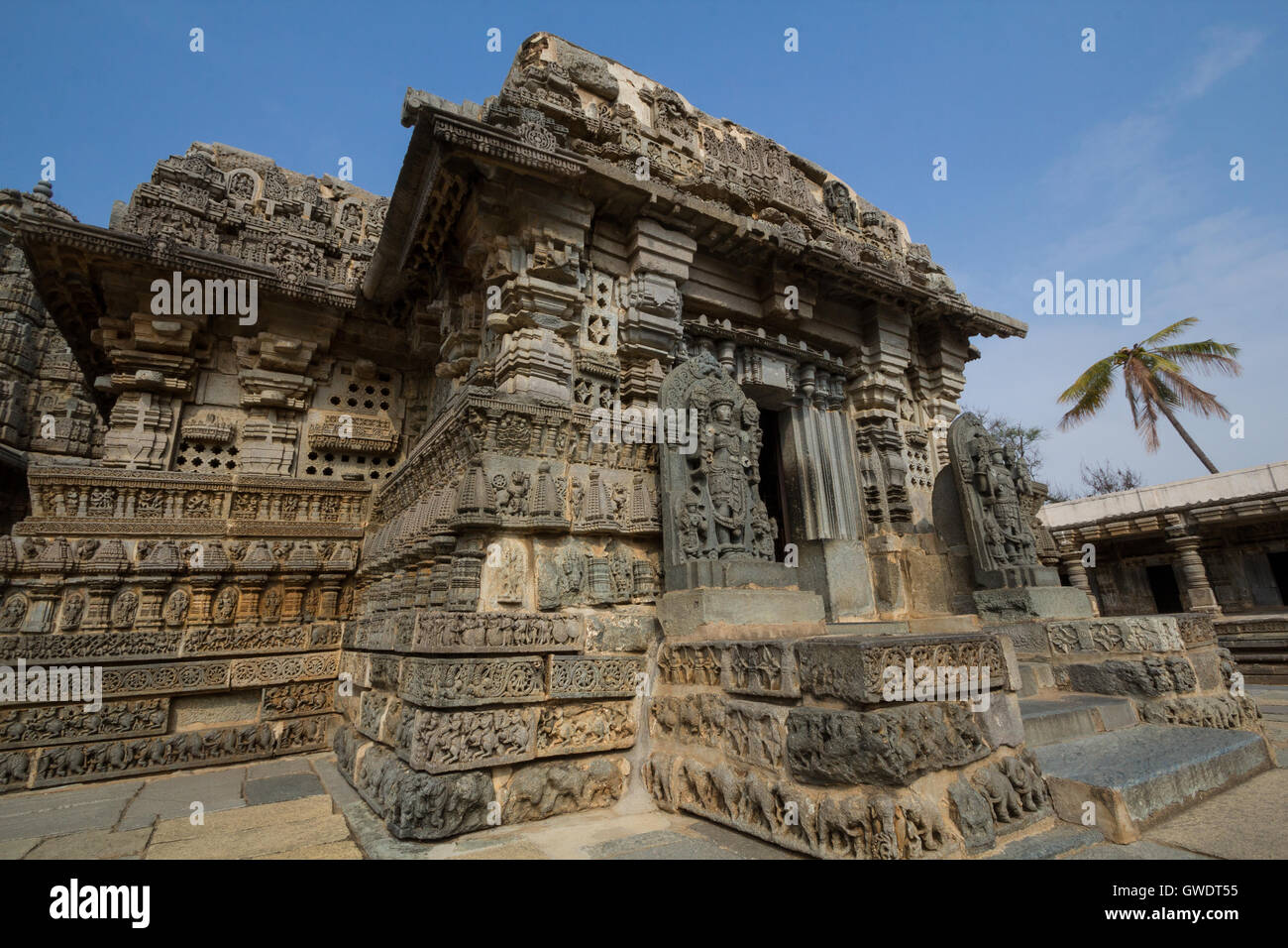 Vue frontale de Chennakesava temple, Somanathapura, près de Mysore, Karnataka, Inde, Asie. Banque D'Images