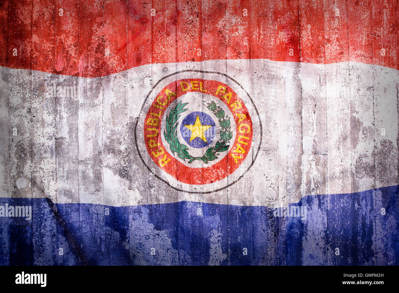 Grunge style du Paraguay drapeau sur un mur de brique pour le fond Banque D'Images