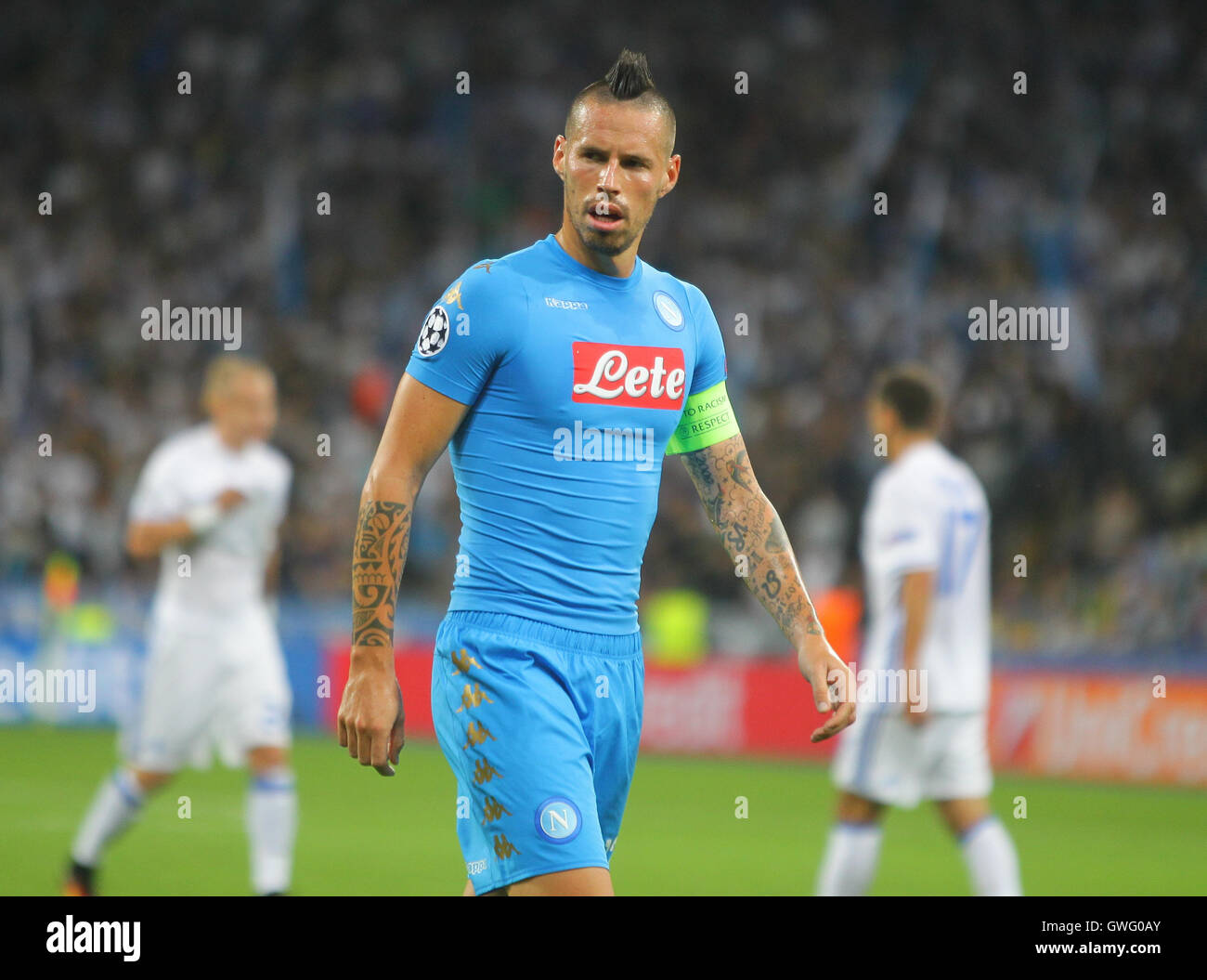 Kiev, Ukraine. 13 Septembre, 2016. Marek Hamsik de FC italien Napoli ressemble au cours de groupe B de la Ligue des Champions match de football contre Dynamo Kiev au stade national Olympiyskiy à Kiev, Ukraine, le mardi, 13 septembre 2016. ( Photo/Andrey Lukatsky) Crédit : Andrey Lukatsky/Alamy Live News Banque D'Images