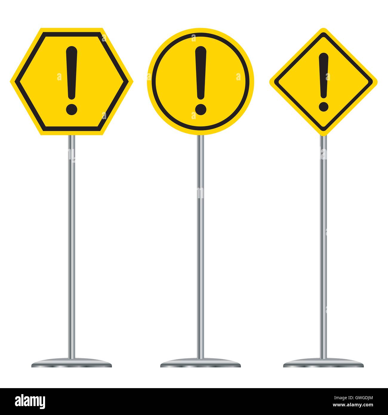 Avertissement, signe, exclamation, pression, mark, jaune, icône, feux ...