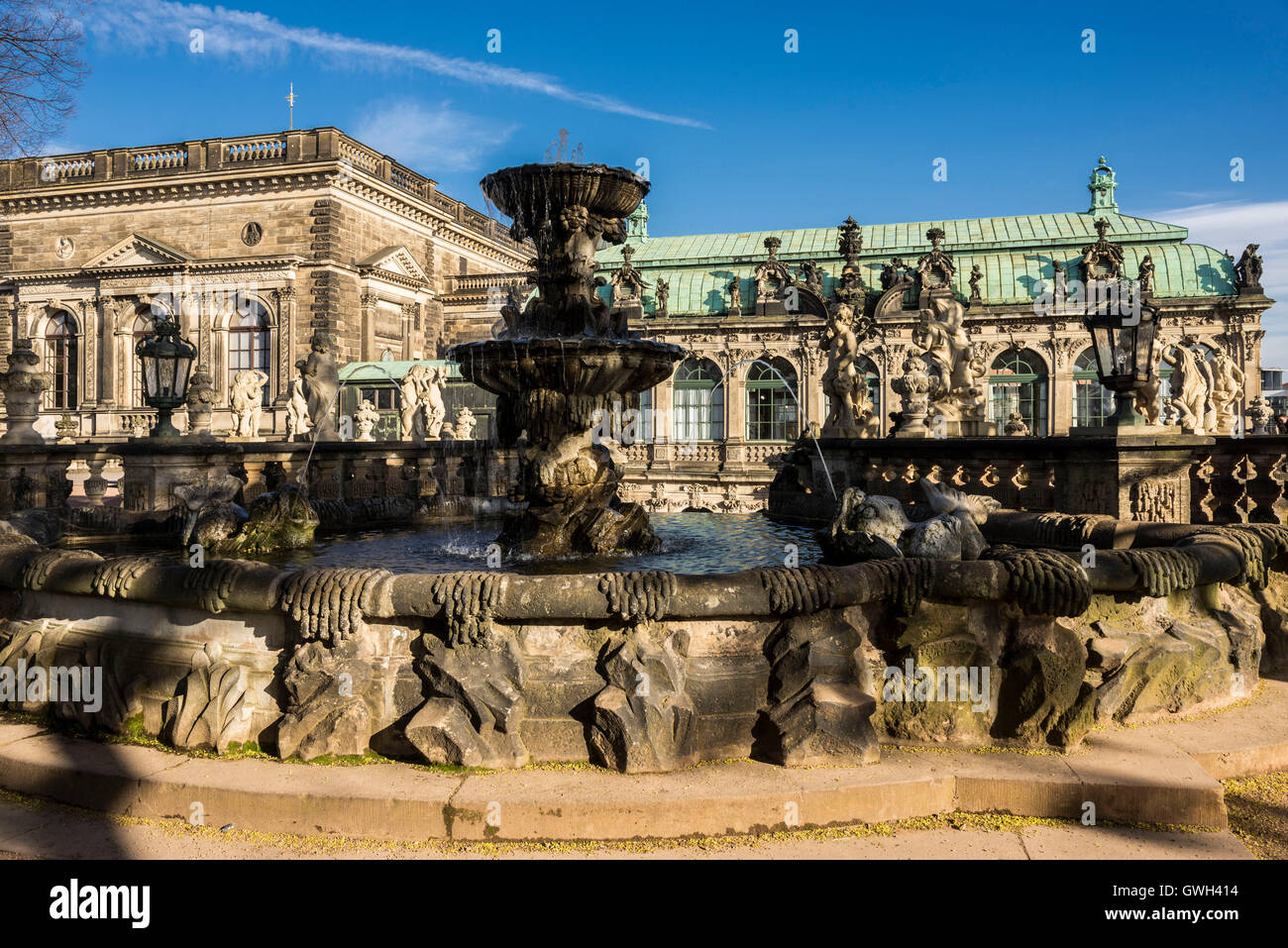 Dresde, le Zwinger, Springbrunnen am Nymphenbad Banque D'Images