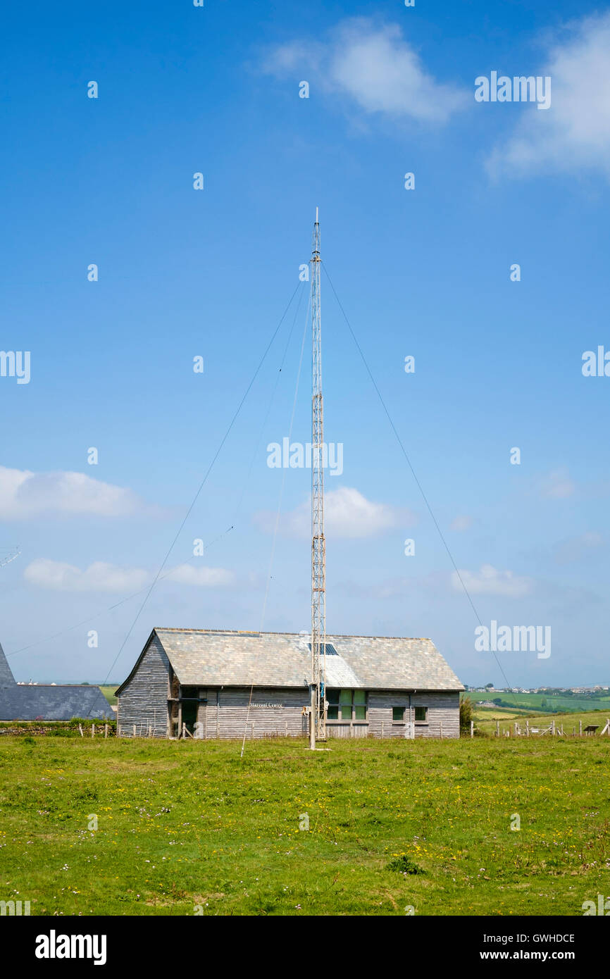 Le Centre de Marconi et Amateur (HAM) Antennes Radio à Poldhu, Cornwall, England UK Banque D'Images