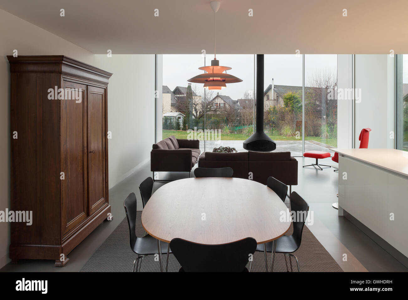 De beaux intérieurs d'une maison moderne, salle à manger Banque D'Images