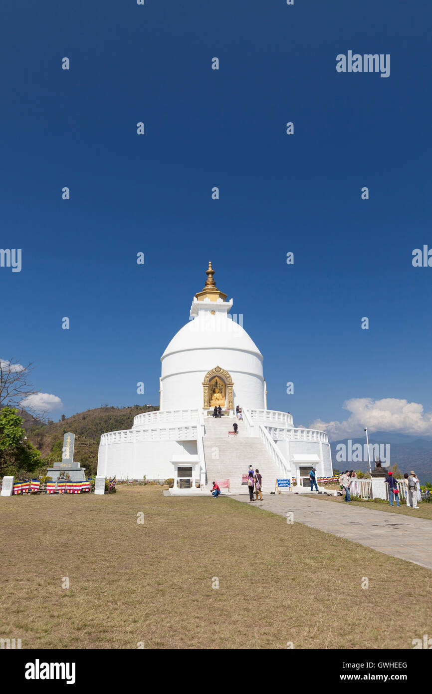 La pagode de la paix mondiale, Pokhara, Népal Banque D'Images