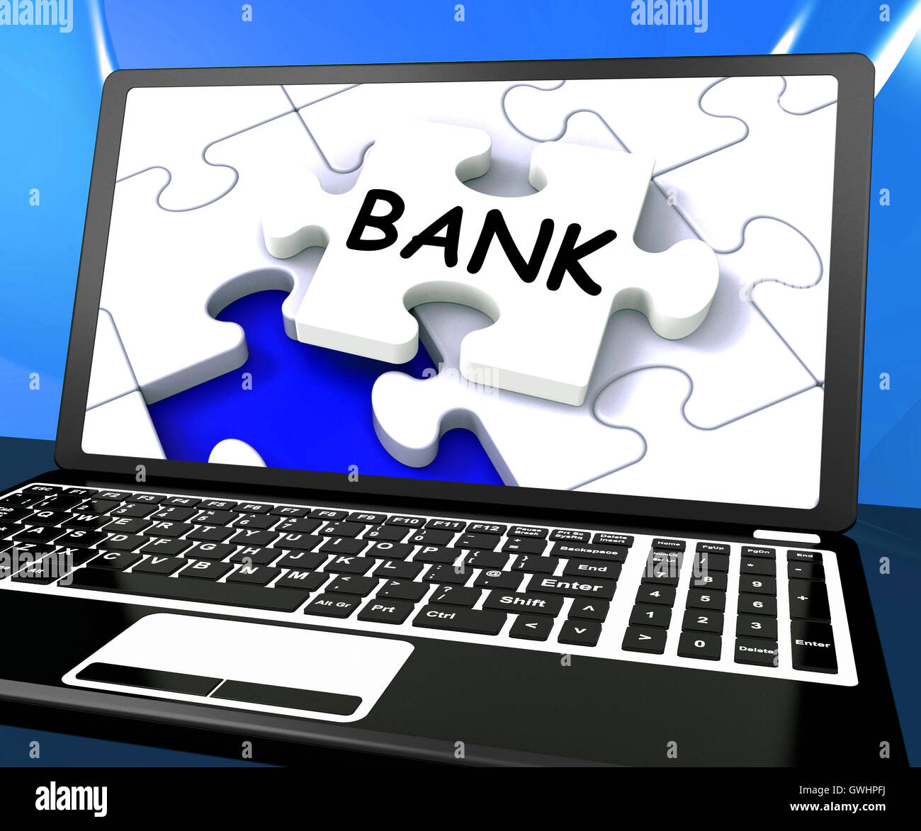 Ordinateur portable Internet Finances Banque montre www ou la banque électronique Banque D'Images