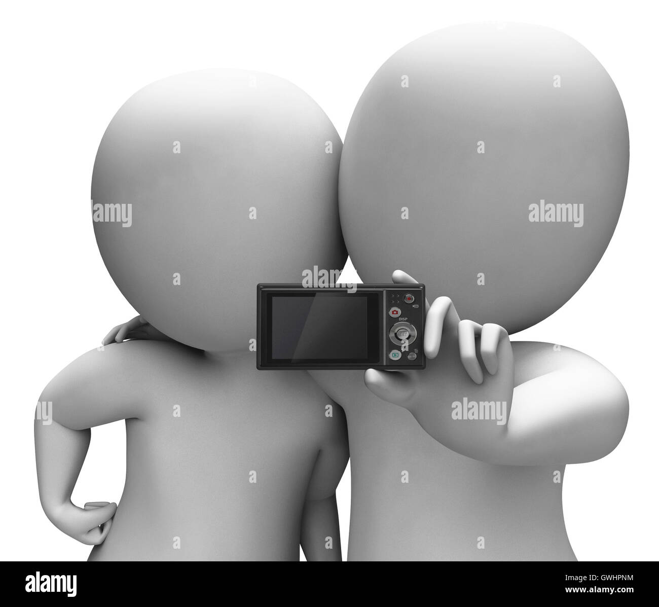 Couple Portrait photo montre l'appareil photo instantané photo Banque D'Images