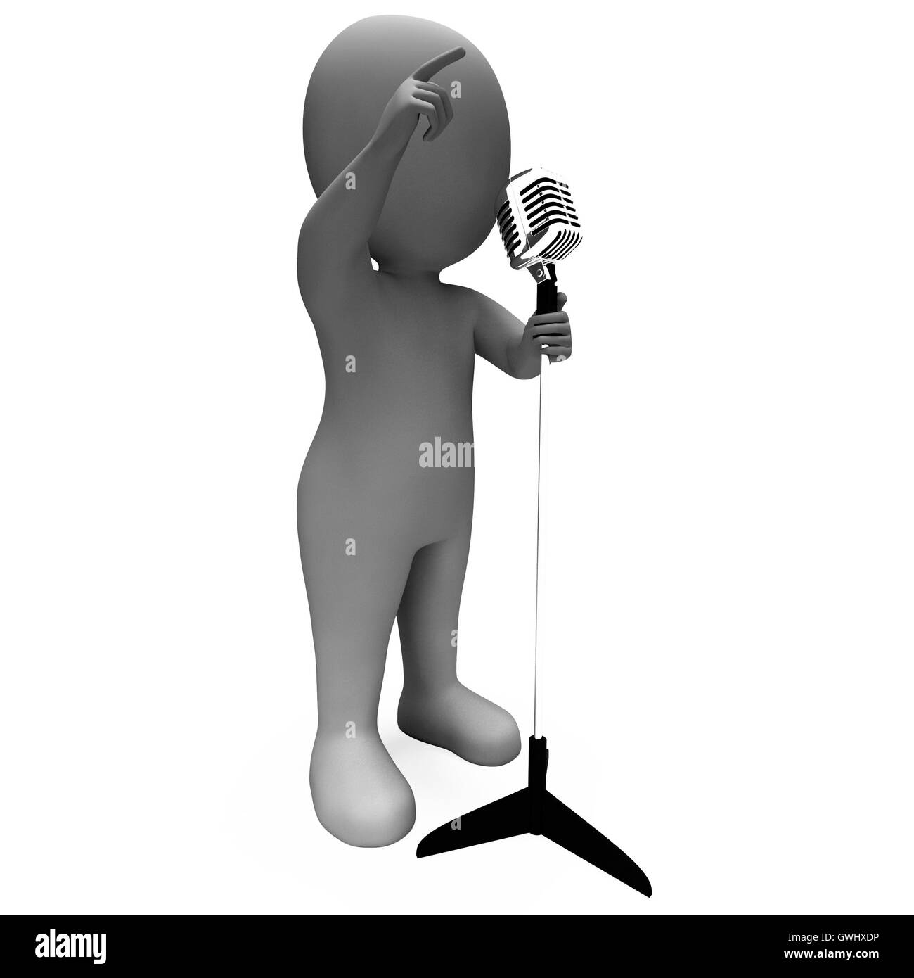 Caractère Singer musique Concert Karaoke Microphone montre Banque D'Images