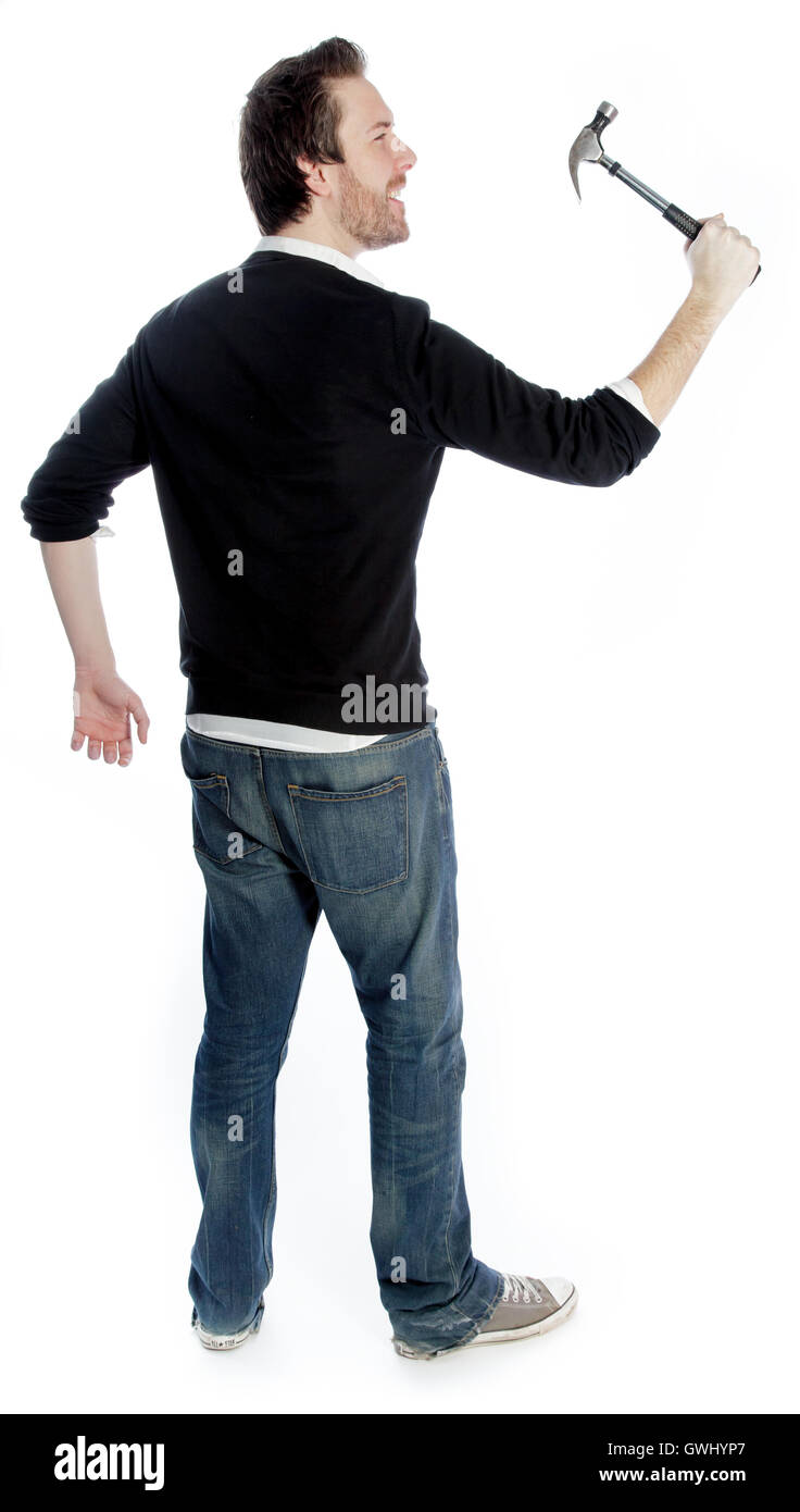 Attractive caucasian man tourné en studio Banque D'Images