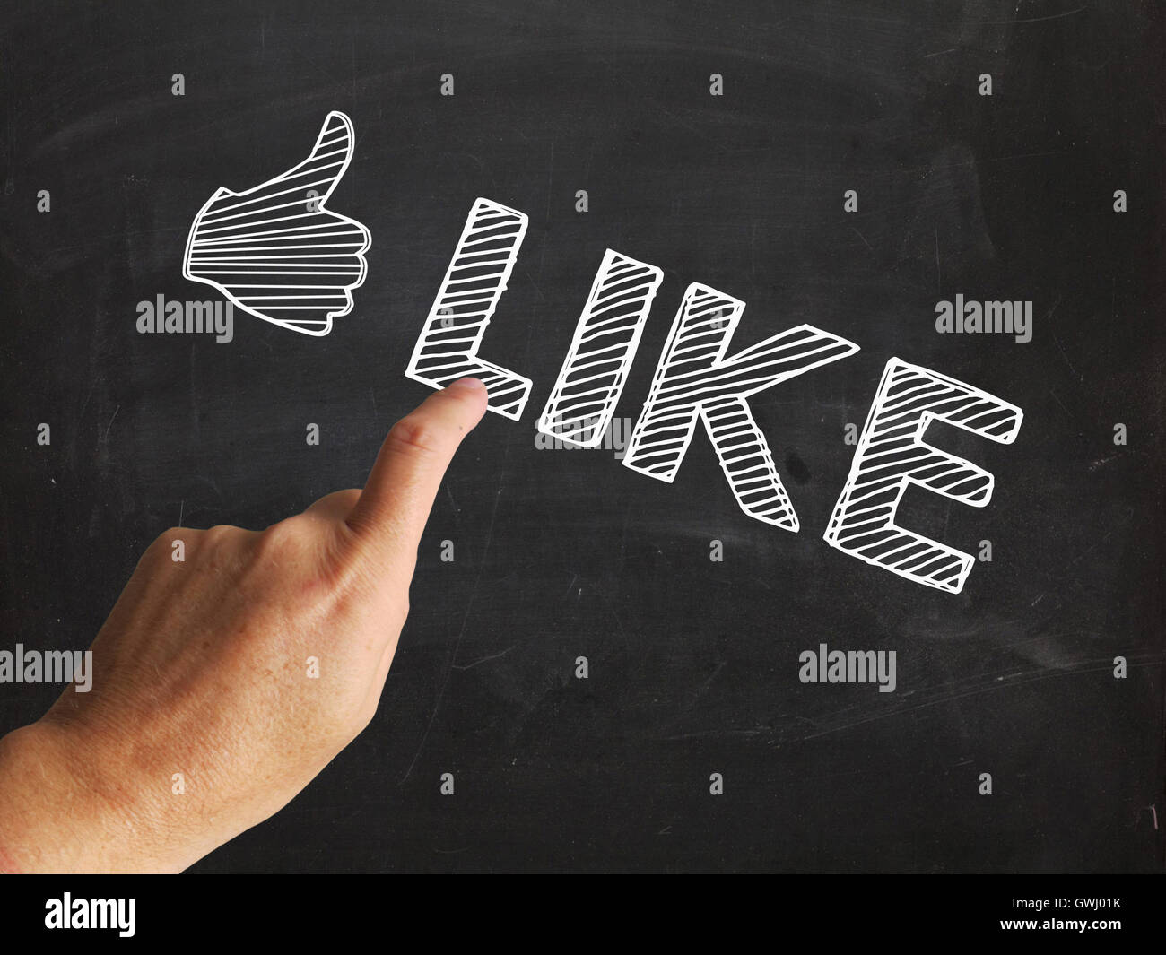 Thumbs Up comme montre ou suivre les médias sociaux aime Banque D'Images