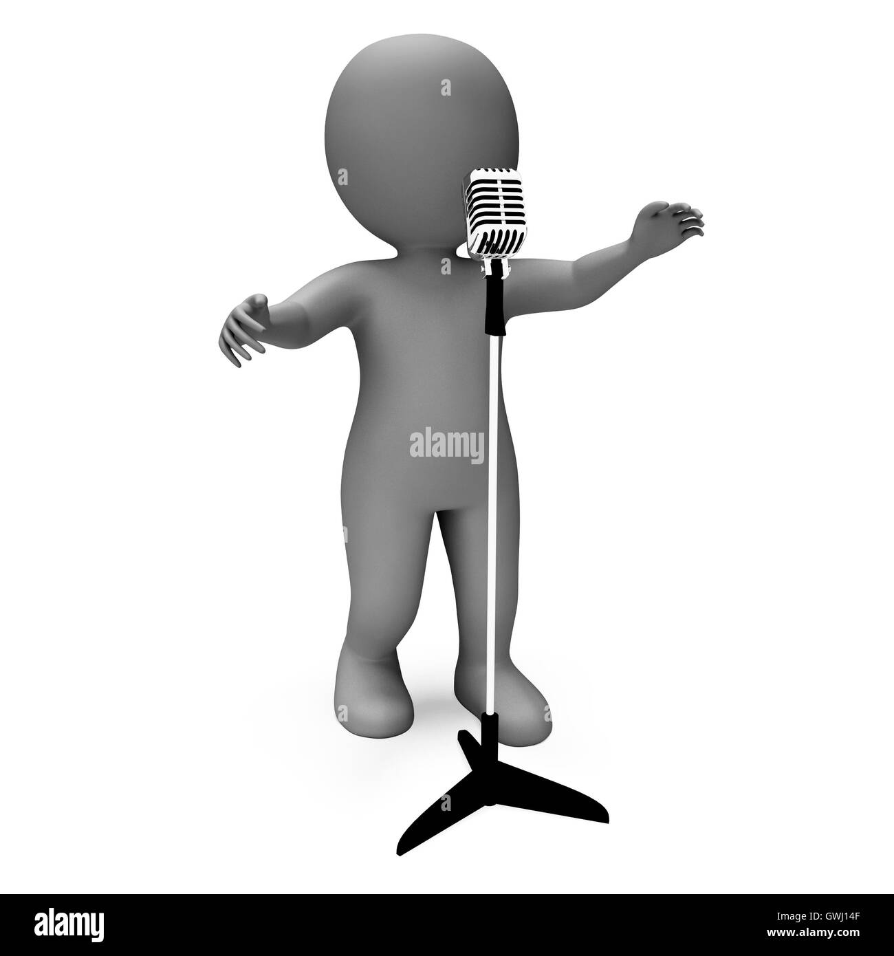 Singer montre le caractère ou le talent de chant Concert Microphone Banque D'Images