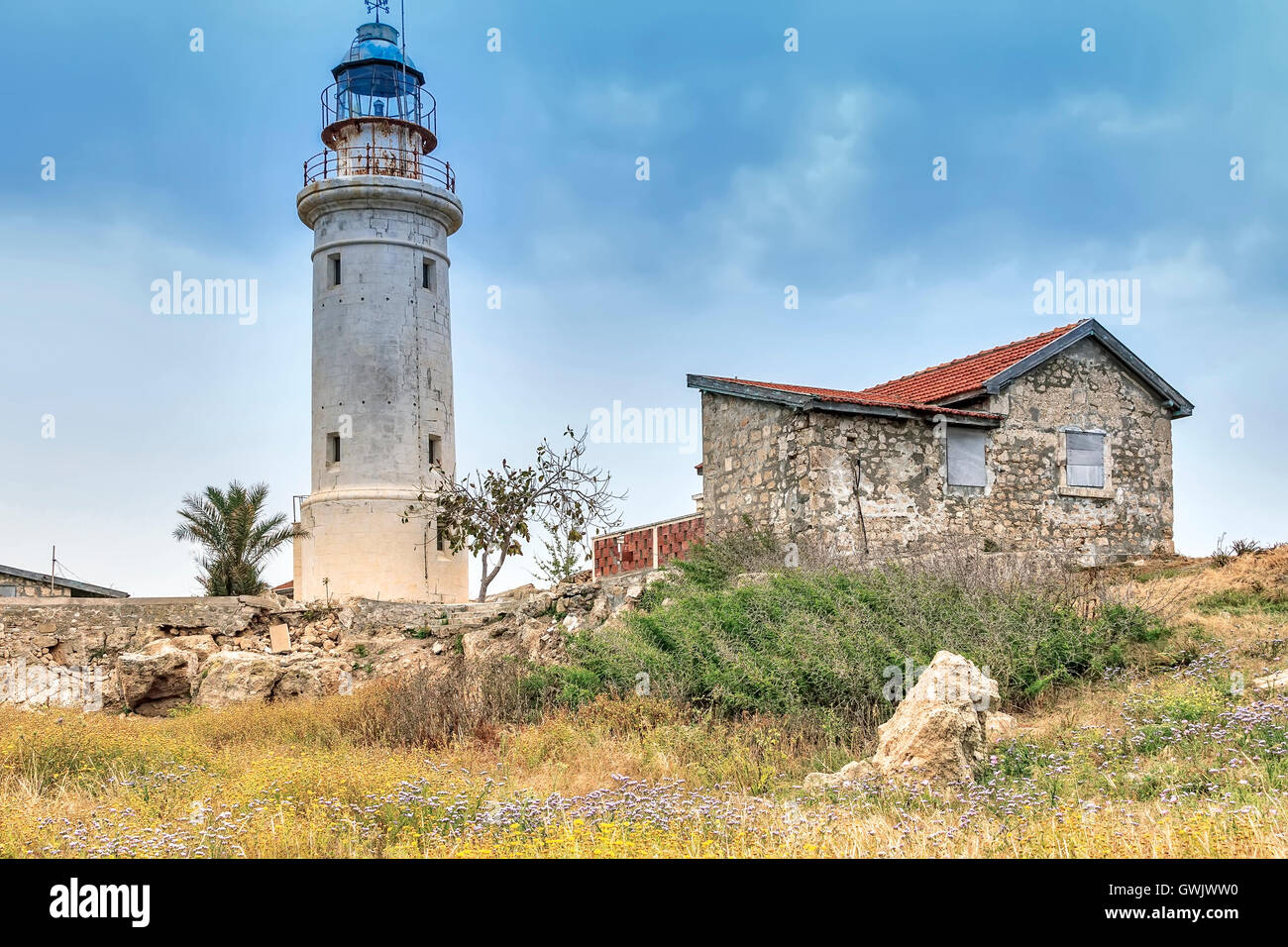 Ancien phare de Paphos Chypre Banque D'Images