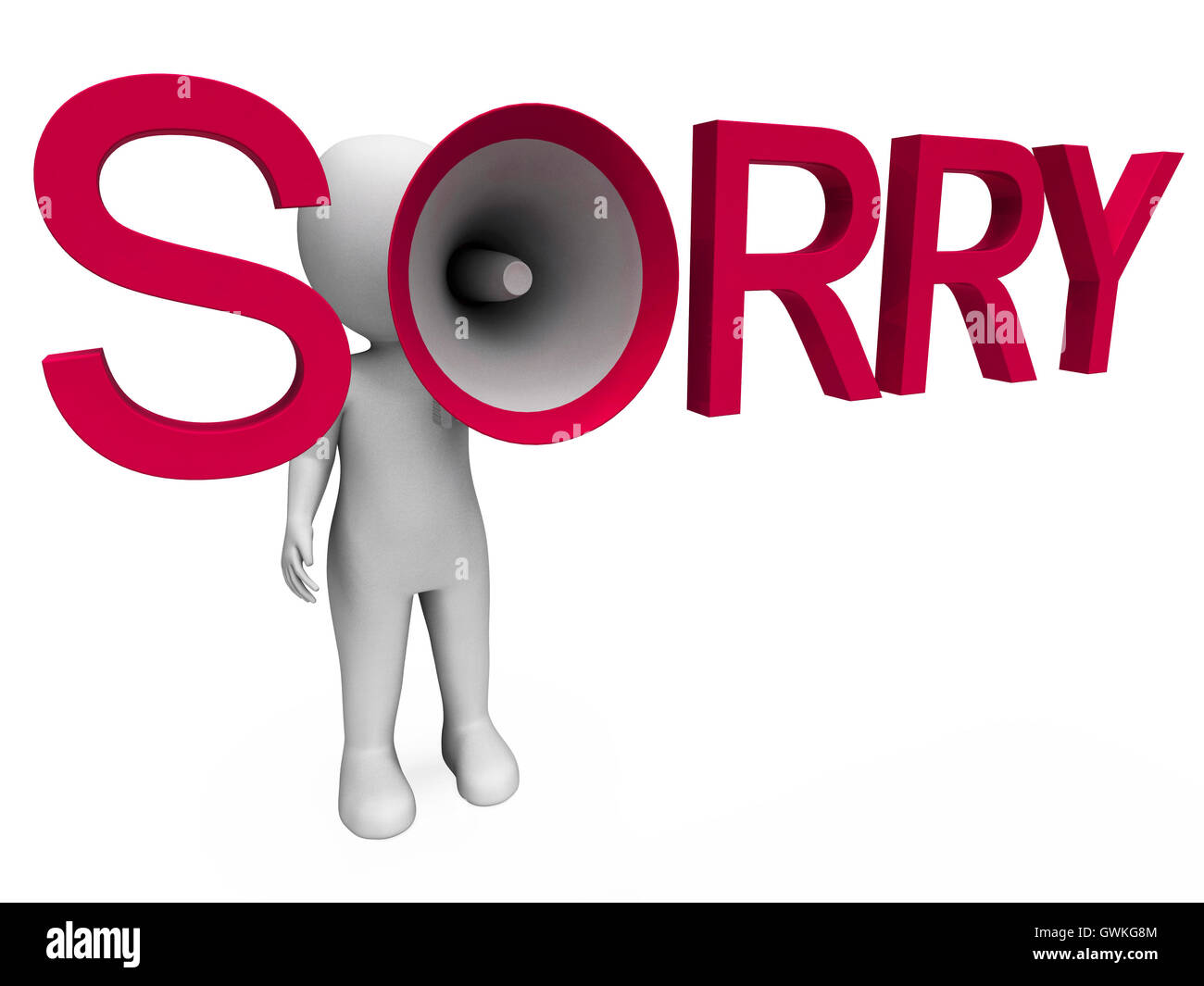 Excuses excuses montre porte-voix désolé et regret Banque D'Images
