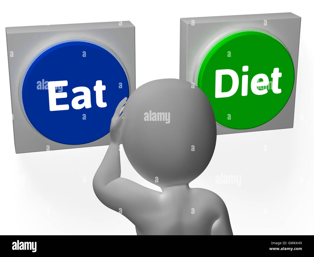 Régime alimentaire Manger boutons affichent une perte de poids ou de manger Banque D'Images