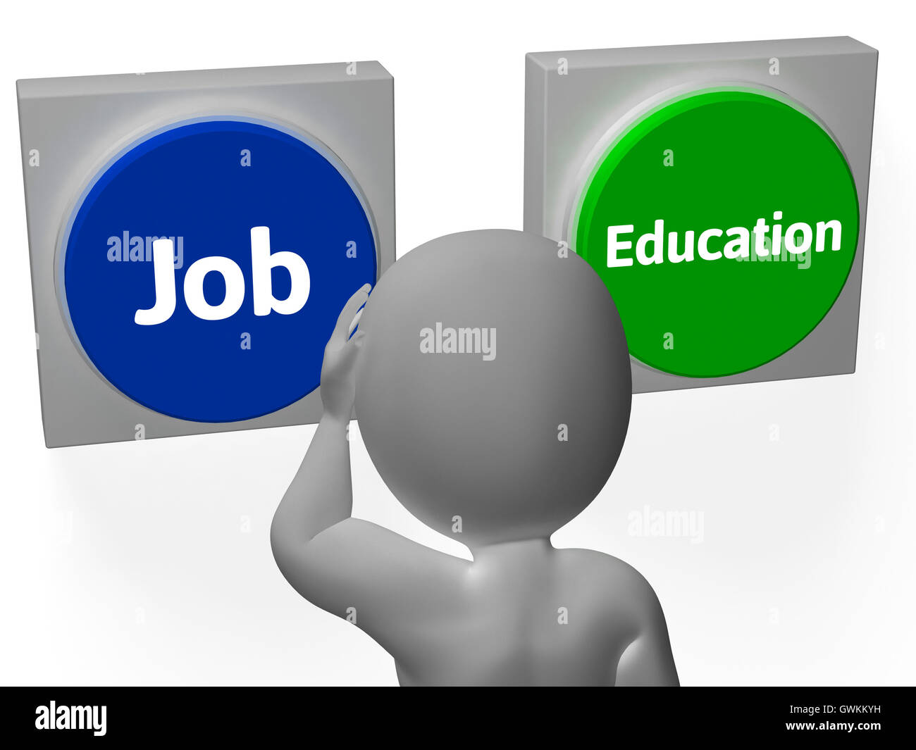 Offres d'emploi Afficher les boutons de l'éducation ou le collège Choix Banque D'Images
