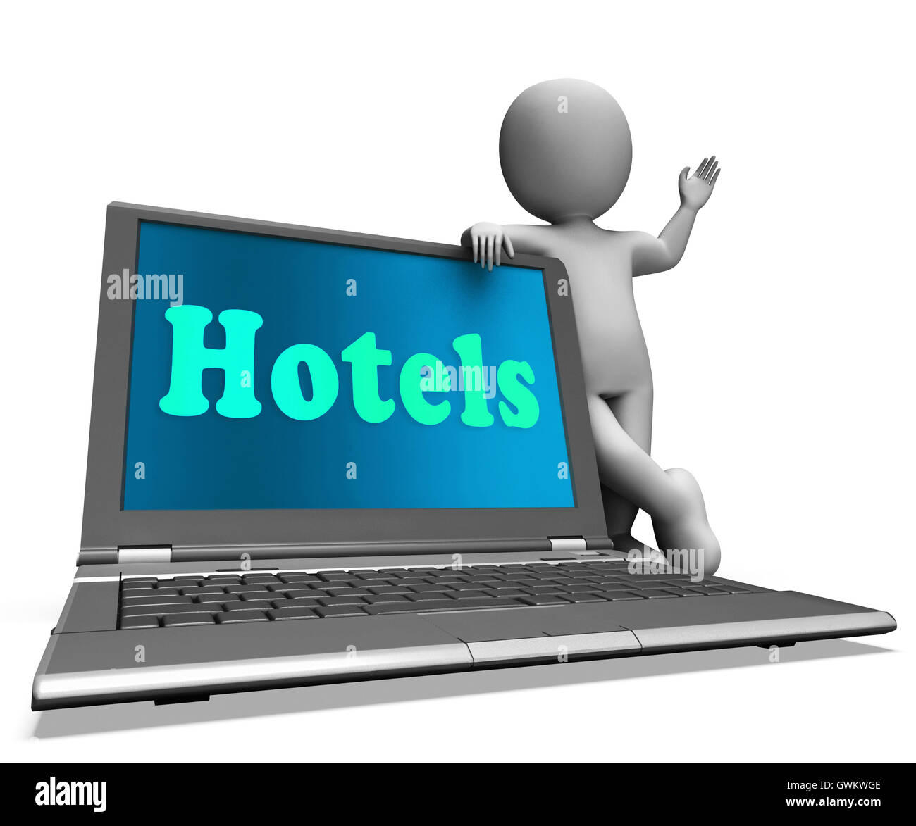 Ordinateur portable de l'Hôtel Motel montre Hôtel et Chambres Banque D'Images