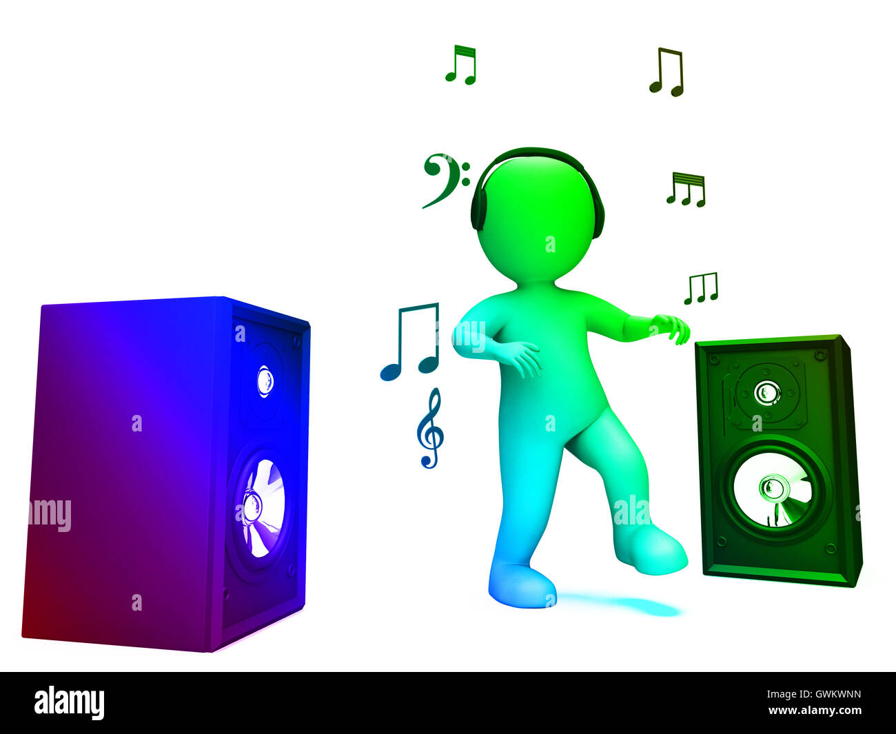 Danse Disco montre le caractère haut-parleurs et des chansons Banque D'Images