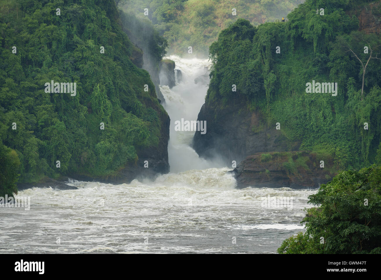 Avec Murchison Falls sur le dessus, l'Ouganda toursits Banque D'Images