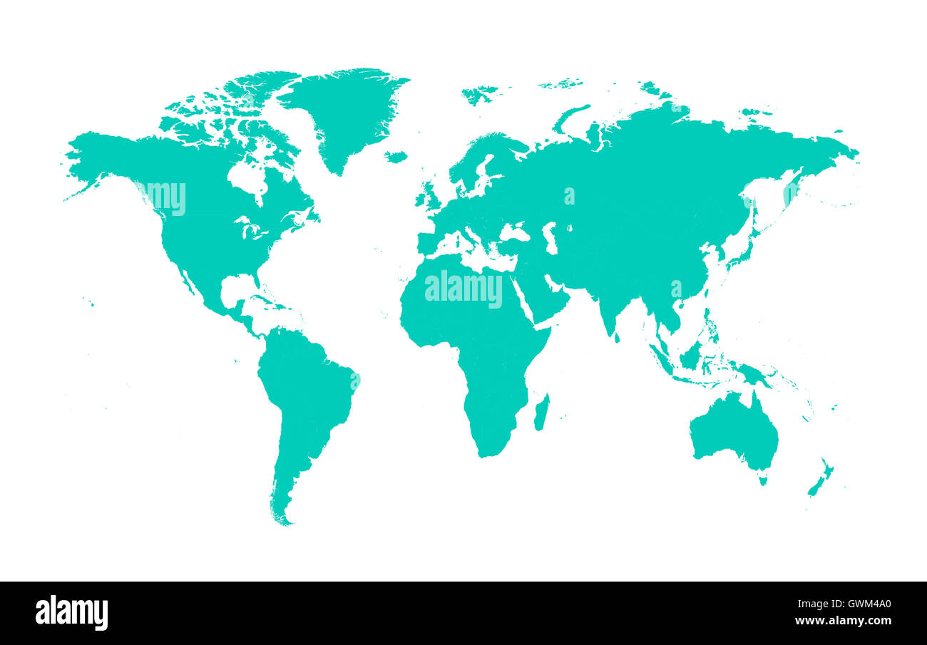 Carte du monde plate, Couleur néon Banque D'Images
