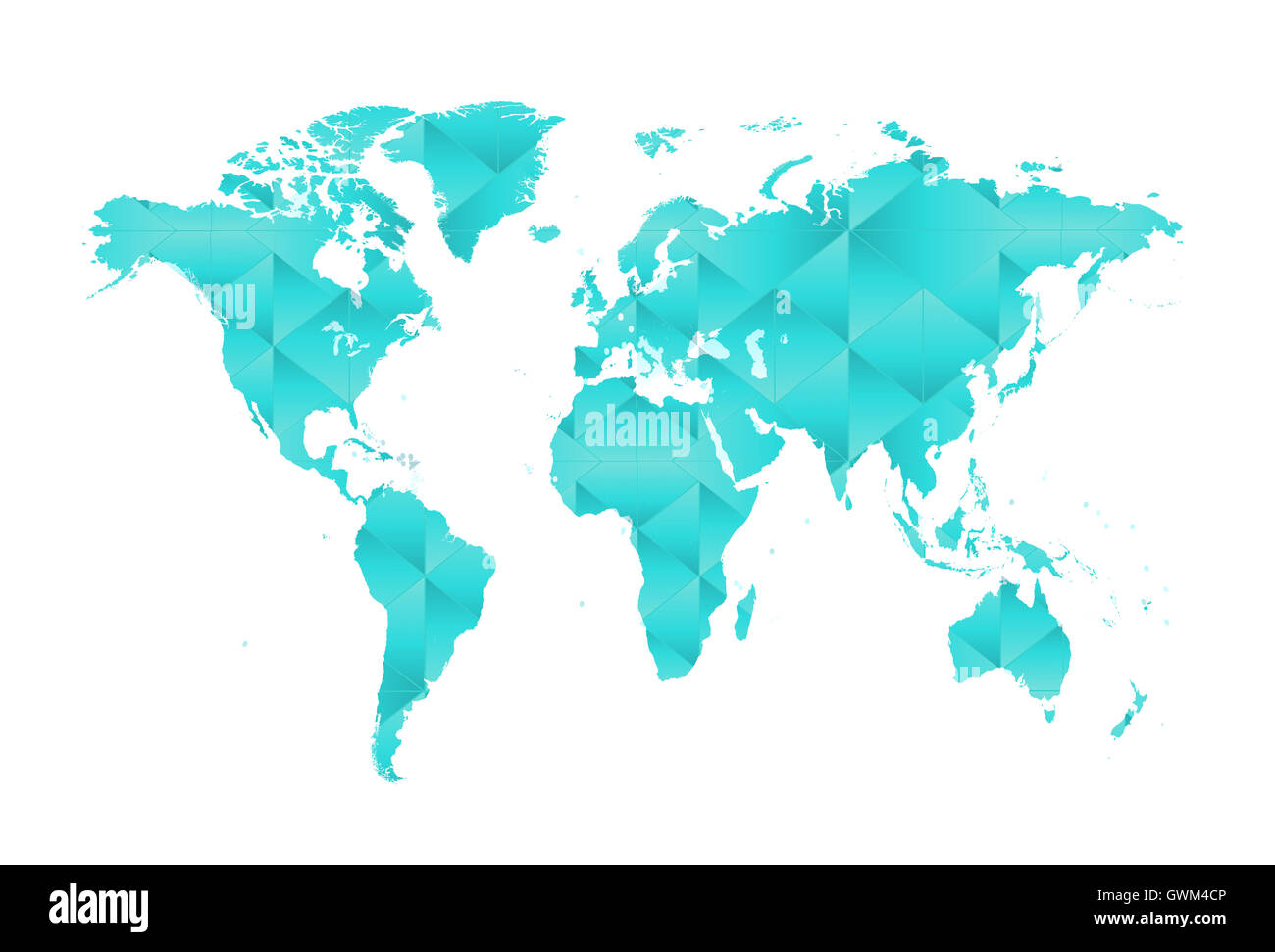 Carte du monde Couleur néon triangle Banque D'Images