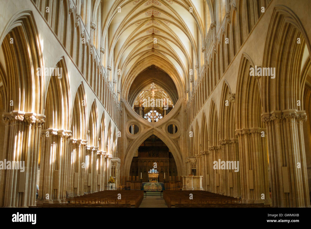 Vue de l'intérieur de l'église cathédrale de Wells de Saint Andrew Banque D'Images