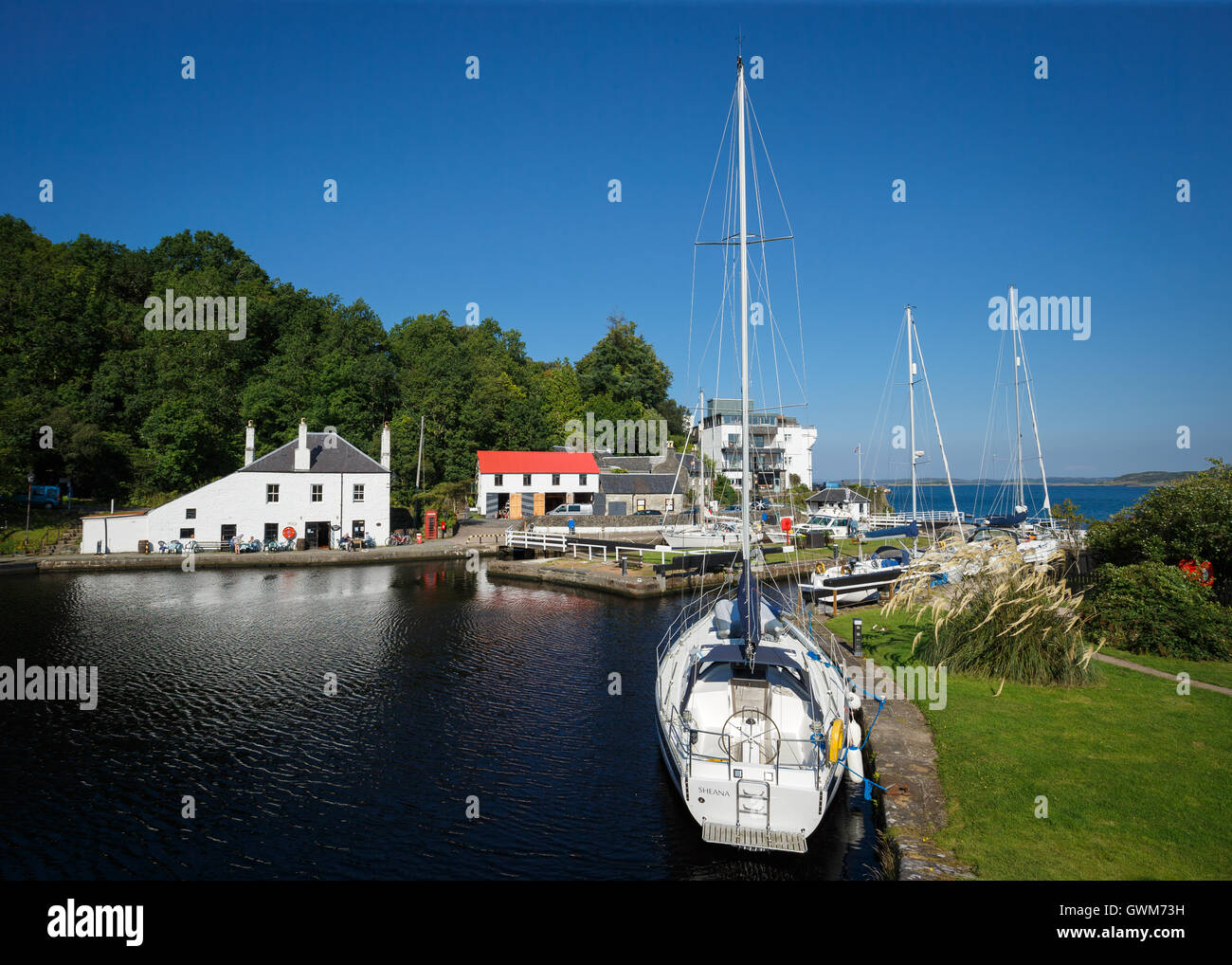 Crinan Cafe sur le verrou de la mer Crinan, Ecosse, Lochgilphead Banque D'Images