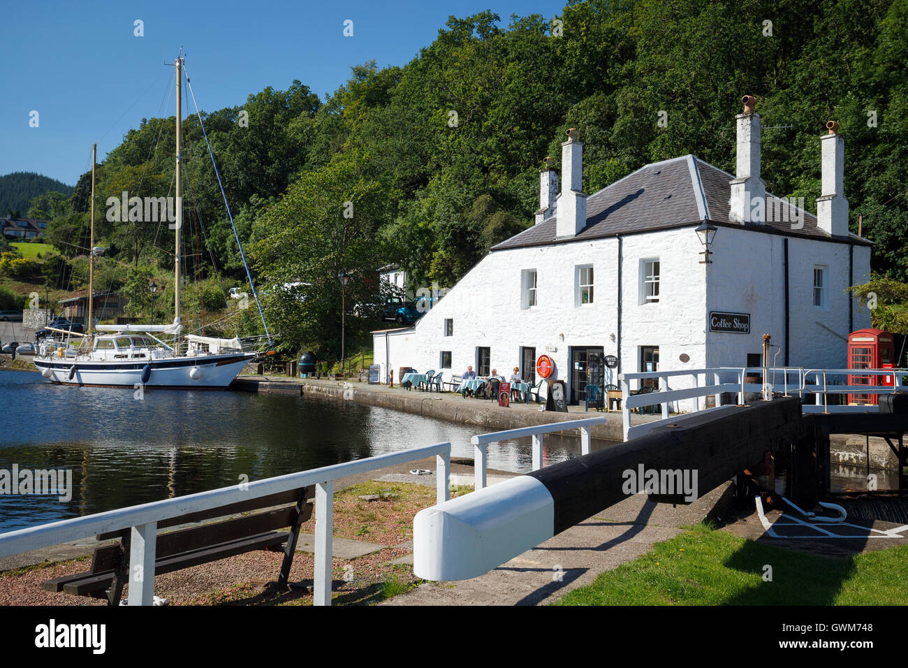 Crinan Cafe sur le verrou de la mer Crinan, Ecosse, Lochgilphead Banque D'Images