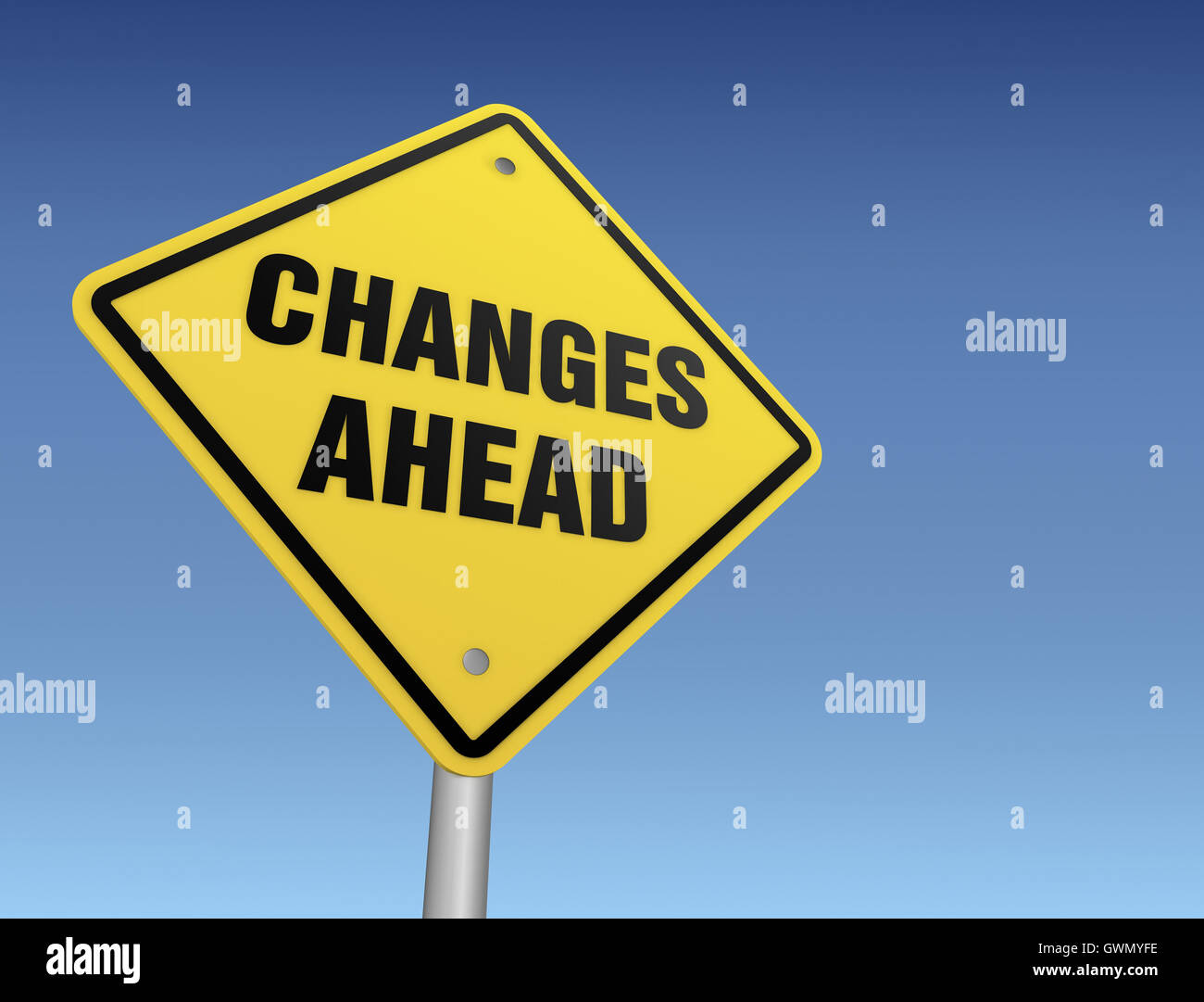 Changements à venir road sign 3d illustration Banque D'Images