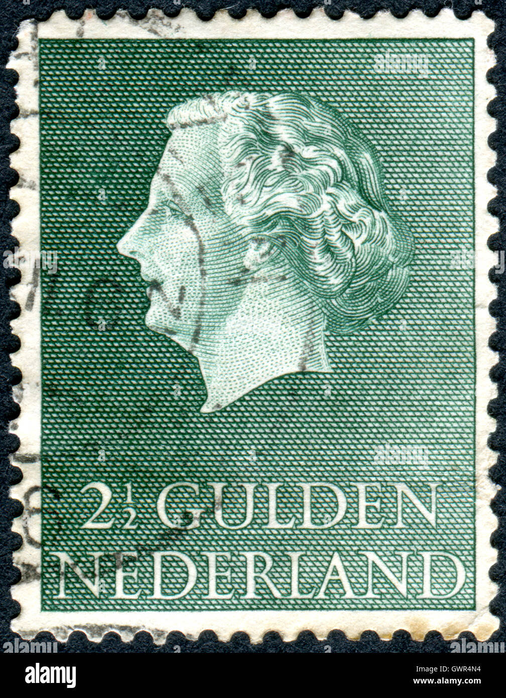 Pays-bas - circa 1955 : timbre-poste imprimé aux Pays-Bas, montre la reine Juliana, vers 1955 Banque D'Images