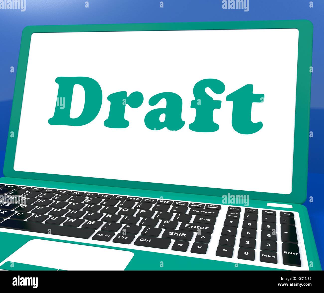 Projet d'ordinateur portable affiche Document ou lettre en ligne Banque D'Images