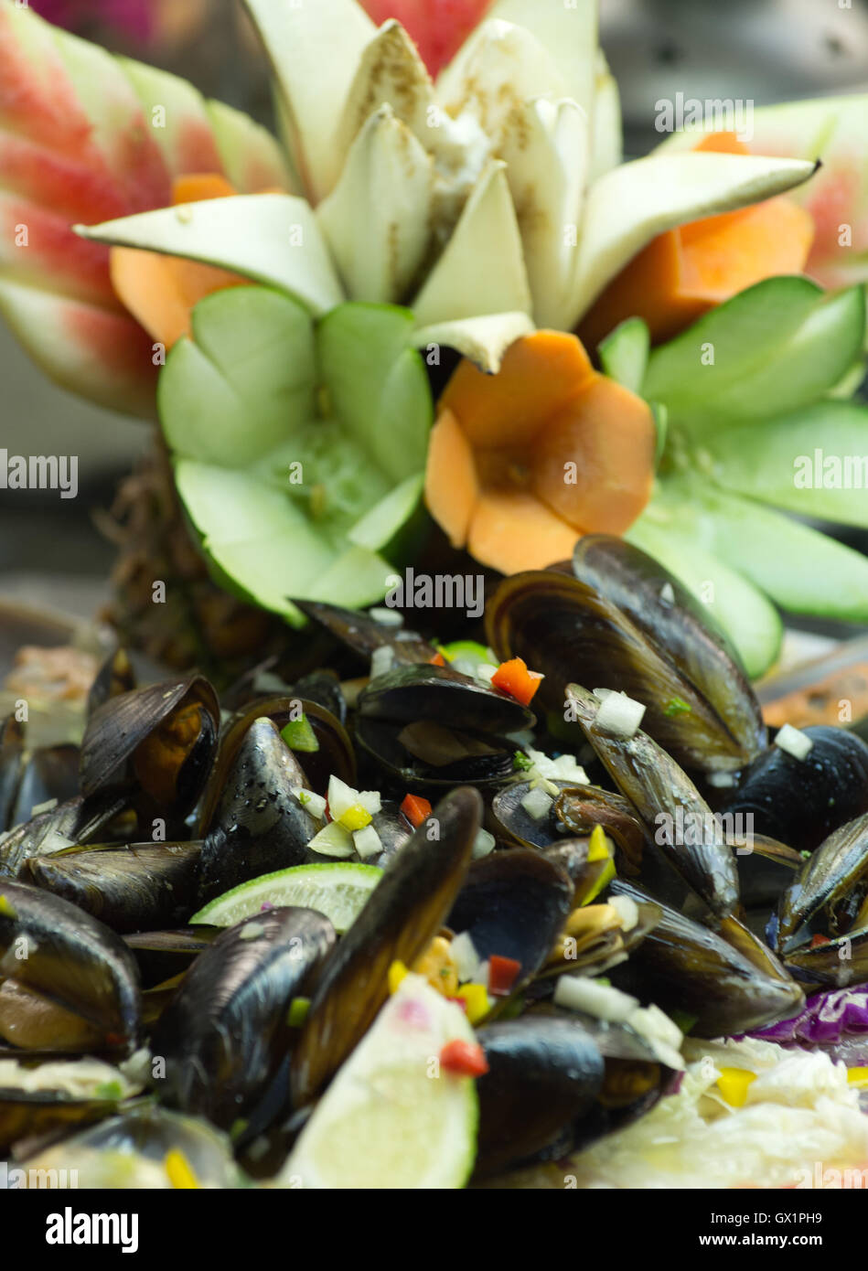 Moules salade Banque D'Images Moules salade Banque D'Images
