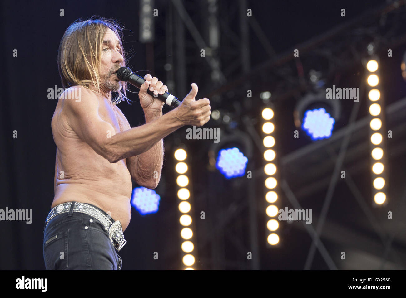 Iggy Pop fonctionne à l'île de White En vedette : Iggy Pop, James Newell Osterberg Où : île de Wight, Royaume-Uni Quand : 11 Juin 2016 Banque D'Images